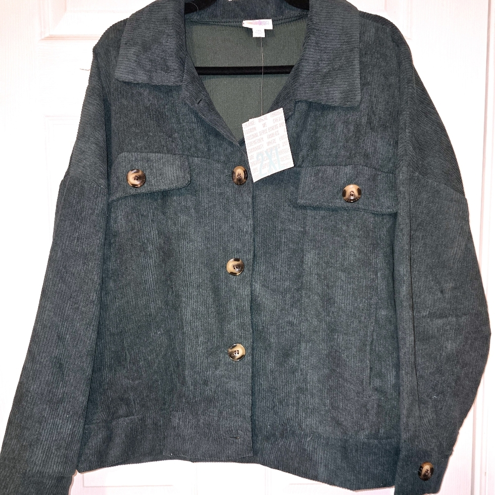 NWT Lularoe Berlin Hunter  Green Corduroy Jacket sz 2XL